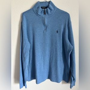 Polo Ralph Lauren Mens Estate Rib 1/4 Zip Pullover Sweater Blue Size Large